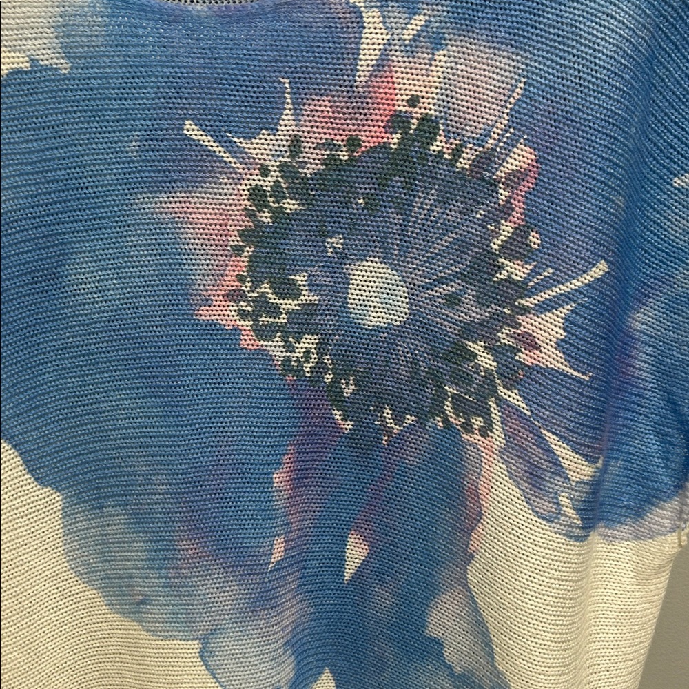Bianco & Blu Italy White Floral Short Sleeve Knit Top - Picture 2 of 7